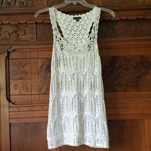 Line White & Silver Crocheted Tank Top M